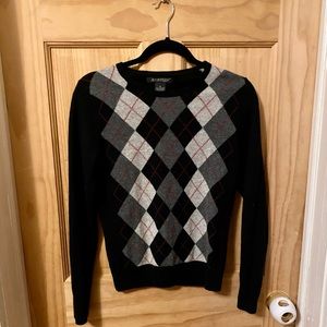 100% cashmere argyle sweater